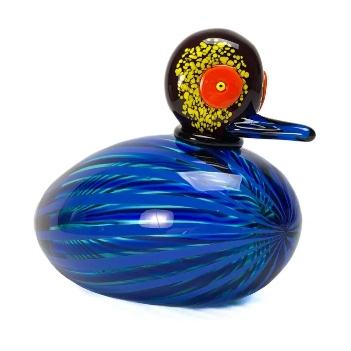 Don Romano Rings Blown Duck Blue with Stripes Murano Glass