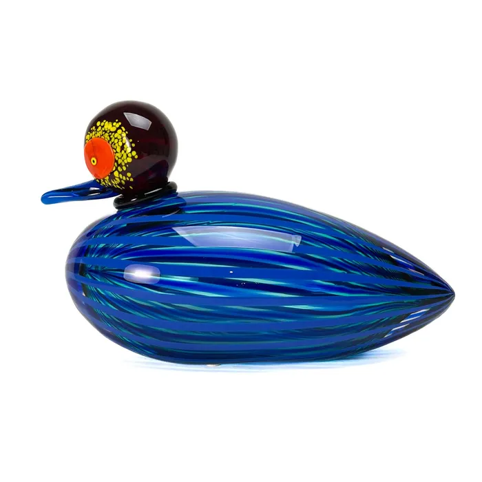 Don Romano Rings Blown Duck Blue with Stripes Murano Glass