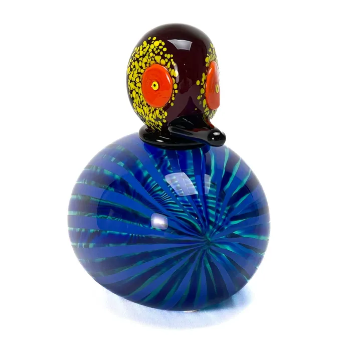 Don Romano Rings Blown Duck Blue with Stripes Murano Glass