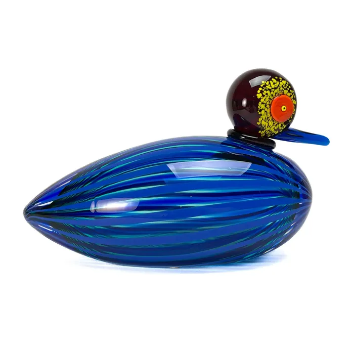 Don Romano Rings Blown Duck Blue with Stripes Murano Glass