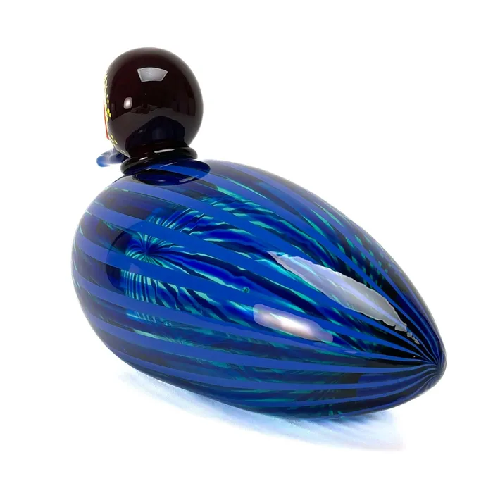 Don Romano Rings Blown Duck Blue with Stripes Murano Glass