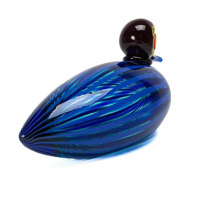 Don Romano Rings Blown Duck Blue with Stripes Murano Glass