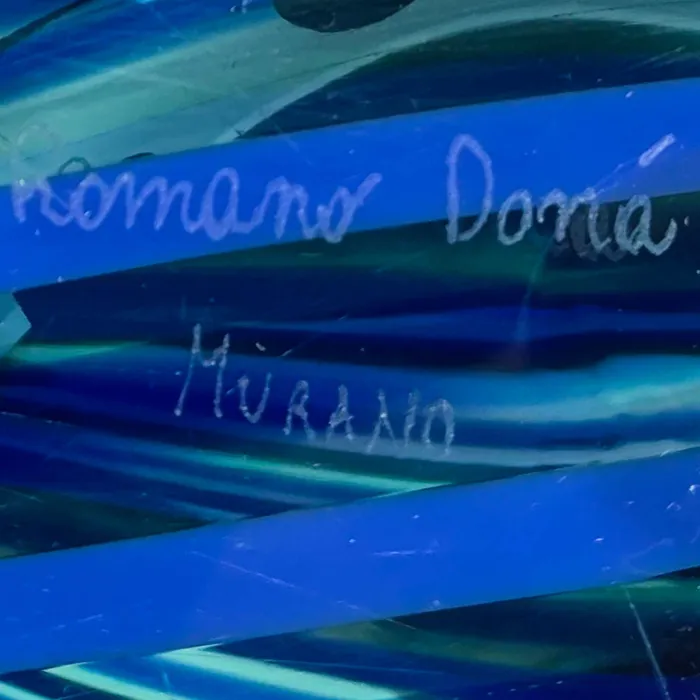 Don Romano Rings Blown Duck Blue with Stripes Murano Glass