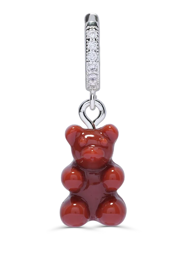 Earrings Crystal Haze Jewelry Nostalgia Bear Hoop Silver plated Toffee