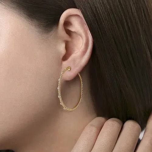 GABRIEL CO 14K Yellow Gold 40mm Diamond Classic Hoop Earrings Earrings