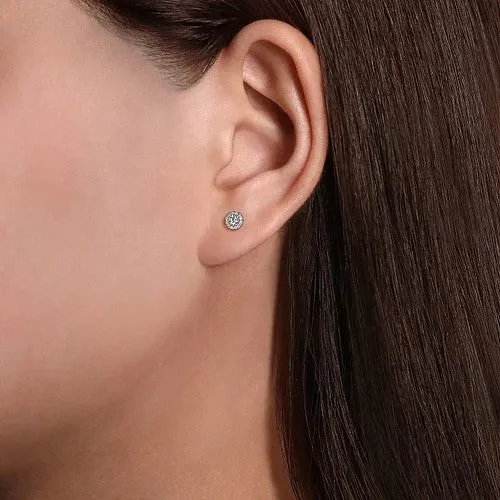 GABRIEL CO Earrings 14K White Gold Diamond Halo Stud Earrings