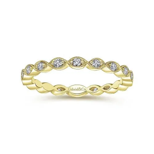 GABRIEL CO Rings 14K Yellow Gold Marquise Station Diamond Stackable Ring