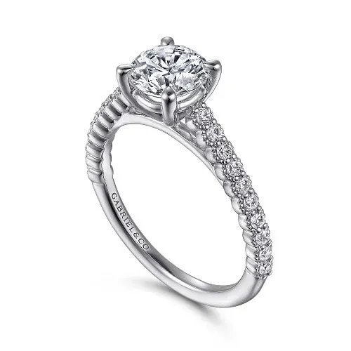 GABRIEL CO Rings Emberlyn 14K White Gold Round Diamond Engagement Ring Setting Only