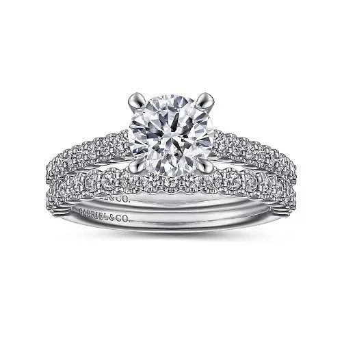 GABRIEL CO Rings Emberlyn 14K White Gold Round Diamond Engagement Ring Setting Only