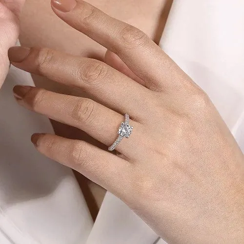 GABRIEL CO Rings Emberlyn 14K White Gold Round Diamond Engagement Ring Setting Only