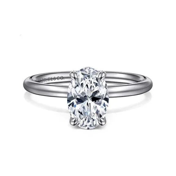 GABRIEL CO Tiana 14K White Gold Oval Solitaire Diamond Engagement Ring Setting Only Rings GABRIEL CO Tiana 14K White Gold Oval Solitaire Diamond Engagement Ring Setting Only Rings