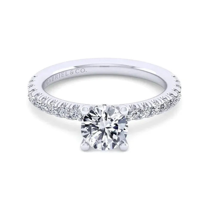 GABRIEL CO Ulani 14K White Gold Round Diamond Engagement Ring Setting Only Rings GABRIEL CO Ulani 14K White Gold Round Diamond Engagement Ring Setting Only Rings