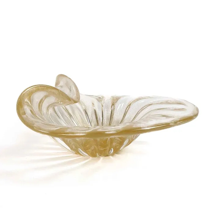 Gold Leaf Classic Centerpiece Murano Glass Alberto Don Earrings