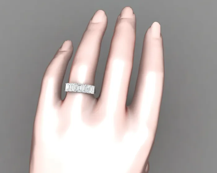 Ivy 20 Ct Emerald Cut Moissanite Half Eternity Wedding Band Sapheena Jewelry Rings