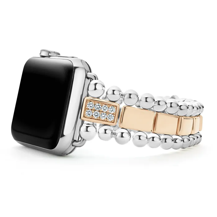 LAGOS Bracelets Smart Caviar 18K Rose Gold and Sterling Silver Single Diamond Watch Bracelet3845mm LAGOS Bracelets Smart Caviar 18K Rose Gold and Sterling Silver Single Diamond Watch Bracelet3845mm