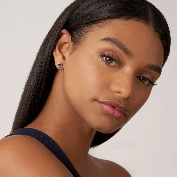 LAGOS Earrings Rittenhouse TwoTone Amethyst Stud Earrings