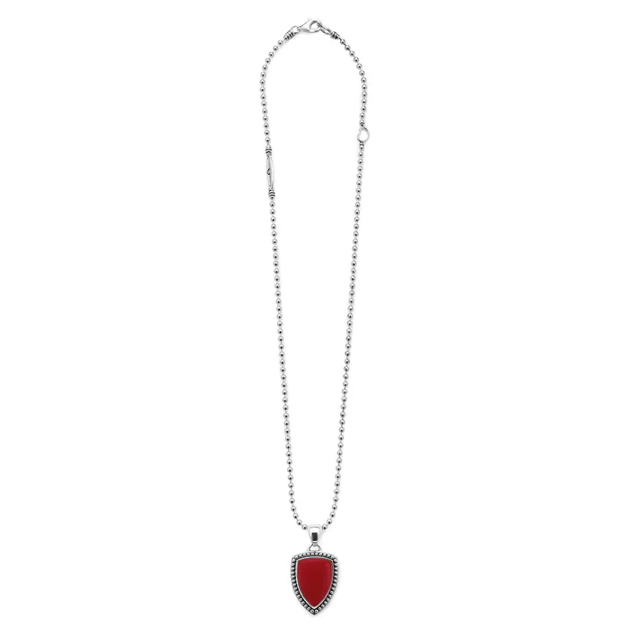 LAGOS Necklaces Red Enamel Shield Pendant Necklace