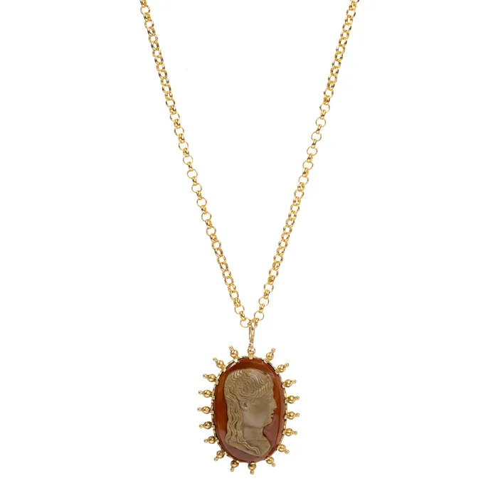 Necklaces Bell Bird Antiques Georgian Era Neoclassical Hardstone Cameo Pendant