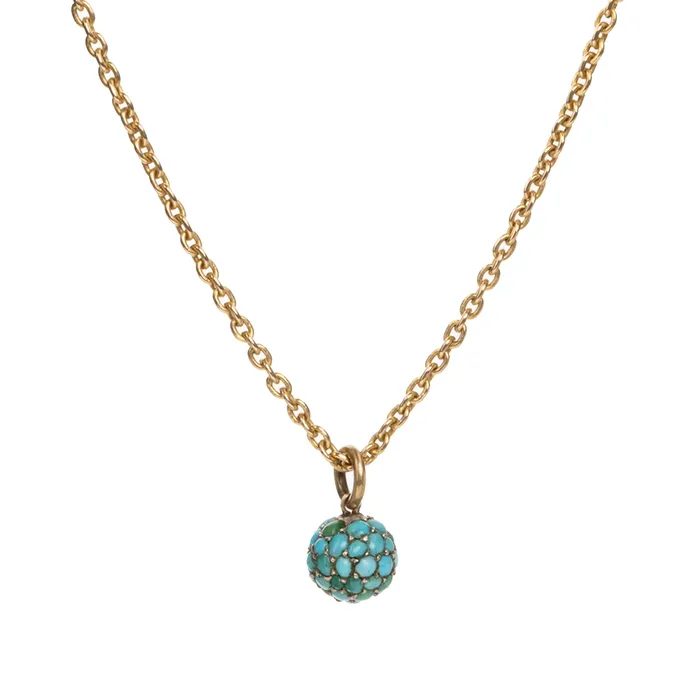 Necklaces Bell Bird Petite Turquoise Pav Ball Pendant Necklace