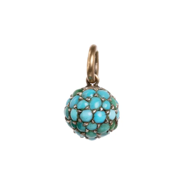 Necklaces Bell Bird Petite Turquoise Pav Ball Pendant Necklace