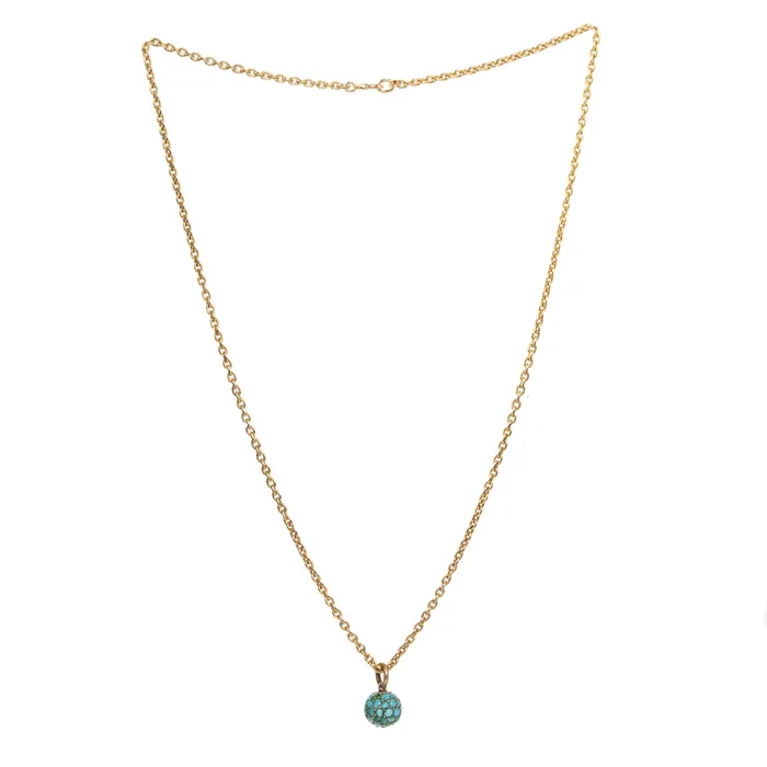 Necklaces Bell Bird Petite Turquoise Pav Ball Pendant Necklace