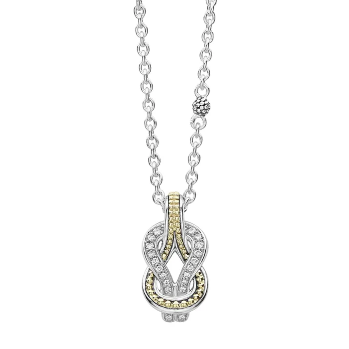 Necklaces LAGOS Newport TwoTone Knot Diamond Pendant Necklace