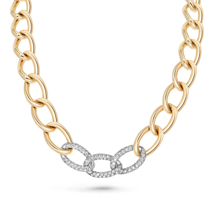 Necklaces Polachecks Collection Large Link Diamond Pav Necklace