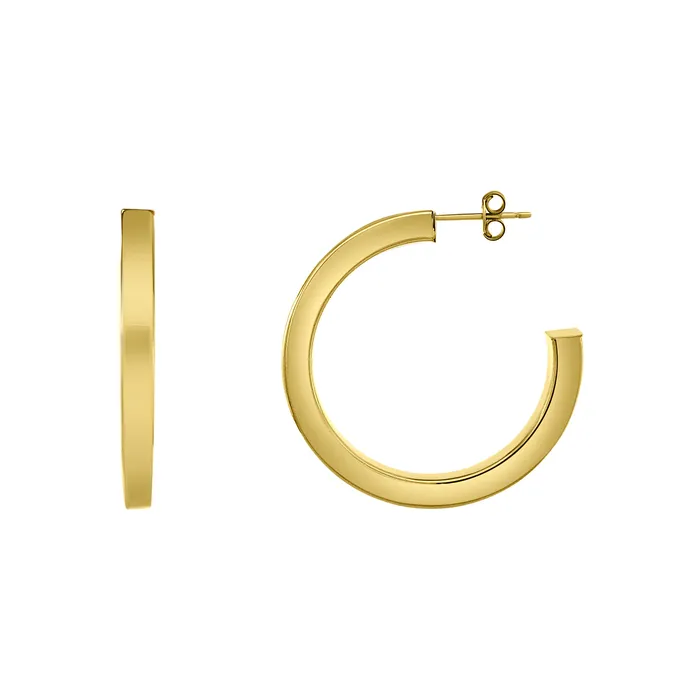 NicoleHD Jewelry Earrings 14k Gold Hollow 4mm Square Hoop Earrings
