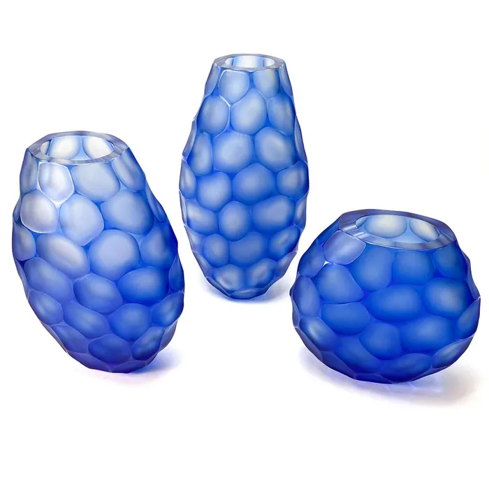 Pavone Vase Blue Murano Glass Alberto Don Rings