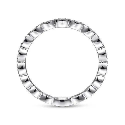 Rings 14K White Gold Marquise Station Diamond Stackable Ring GABRIEL CO