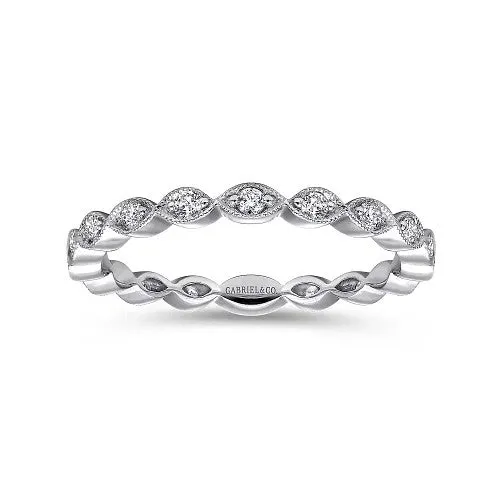 Rings 14K White Gold Marquise Station Diamond Stackable Ring GABRIEL CO