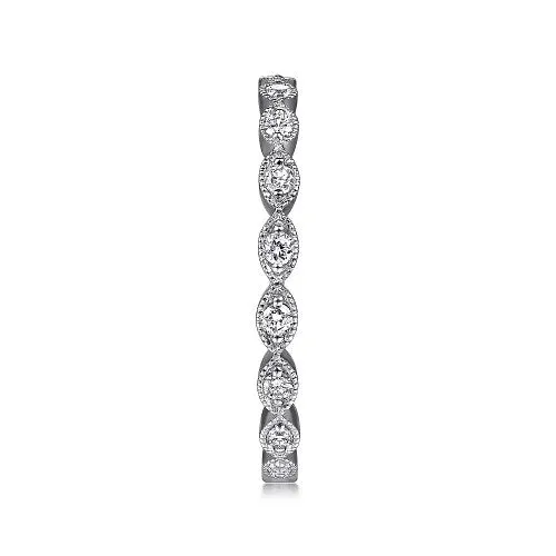 Rings 14K White Gold Marquise Station Diamond Stackable Ring GABRIEL CO