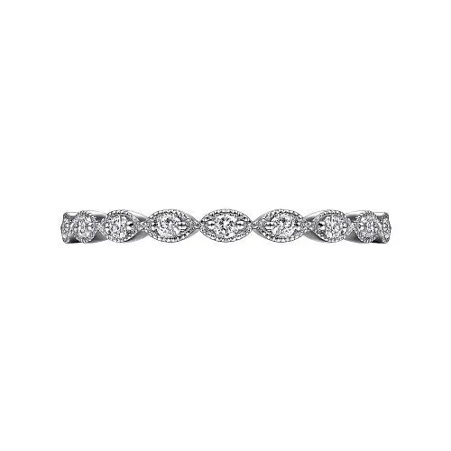 Rings 14K White Gold Marquise Station Diamond Stackable Ring GABRIEL CO