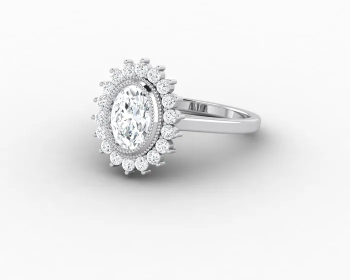 Rings Allegra 10 Ct Oval Cut Halo Engagement Ring Sapheena Jewelry