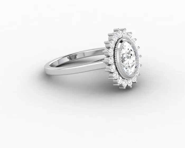 Rings Allegra 10 Ct Oval Cut Halo Engagement Ring Sapheena Jewelry