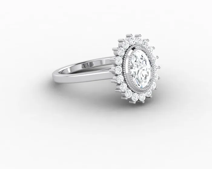 Rings Allegra 10 Ct Oval Cut Halo Engagement Ring Sapheena Jewelry