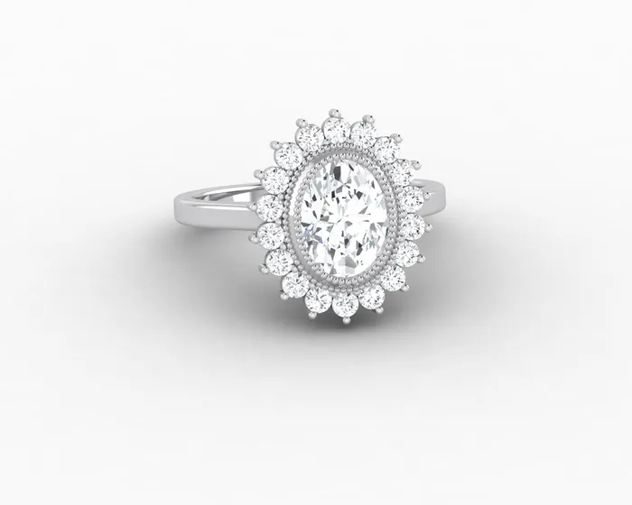 Rings Allegra 10 Ct Oval Cut Halo Engagement Ring Sapheena Jewelry