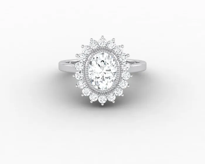 Rings Allegra 10 Ct Oval Cut Halo Engagement Ring Sapheena Jewelry