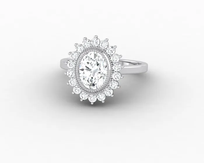 Rings Allegra 10 Ct Oval Cut Halo Engagement Ring Sapheena Jewelry
