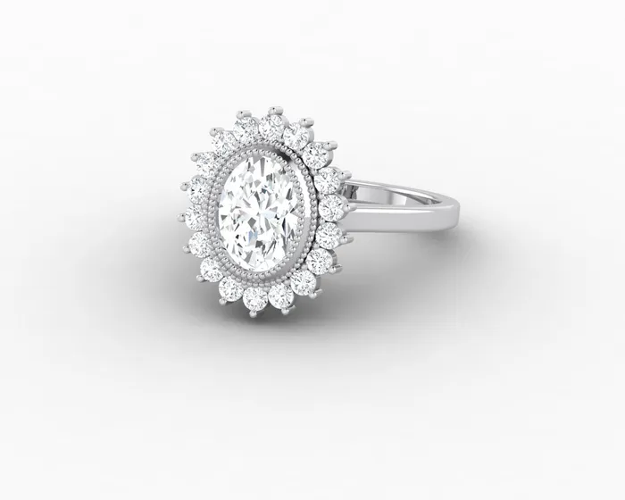 Rings Allegra 10 Ct Oval Cut Halo Engagement Ring Sapheena Jewelry