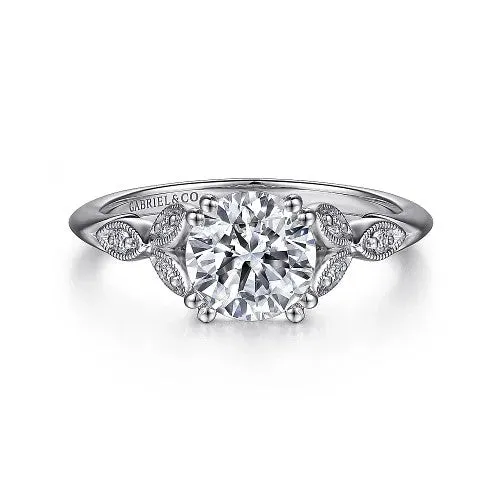 Rings GABRIEL CO Celia 14K White Gold Round Diamond Engagement Ring setting only Rings GABRIEL CO Celia 14K White Gold Round Diamond Engagement Ring setting only