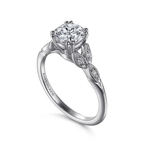 Rings GABRIEL CO Celia 14K White Gold Round Diamond Engagement Ring setting only