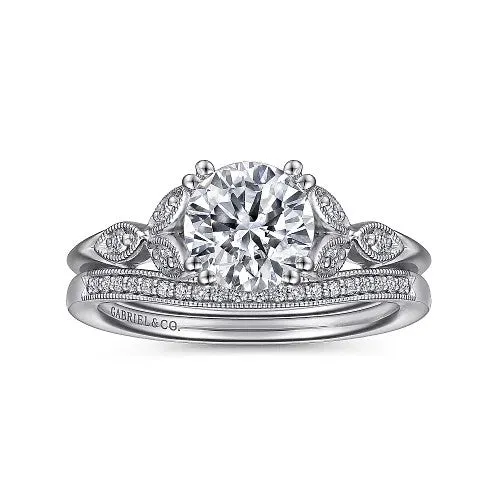 Rings GABRIEL CO Celia 14K White Gold Round Diamond Engagement Ring setting only