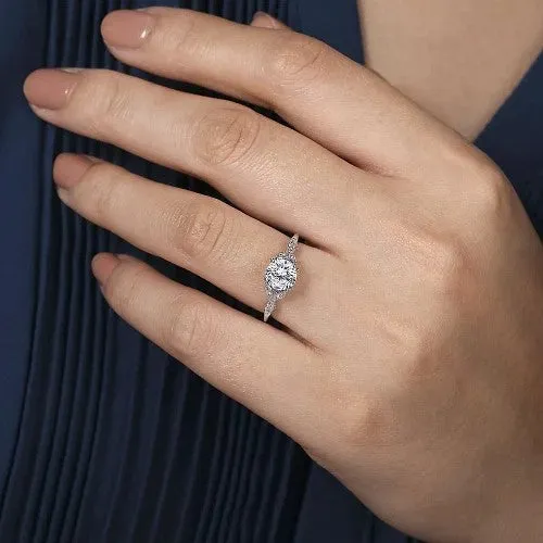 Rings GABRIEL CO Celia 14K White Gold Round Diamond Engagement Ring setting only