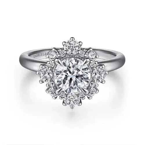 Rings GABRIEL CO Saralynn 14K White Gold Bursting Halo Round Diamond Engagement Ring Setting Only Rings GABRIEL CO Saralynn 14K White Gold Bursting Halo Round Diamond Engagement Ring Setting Only