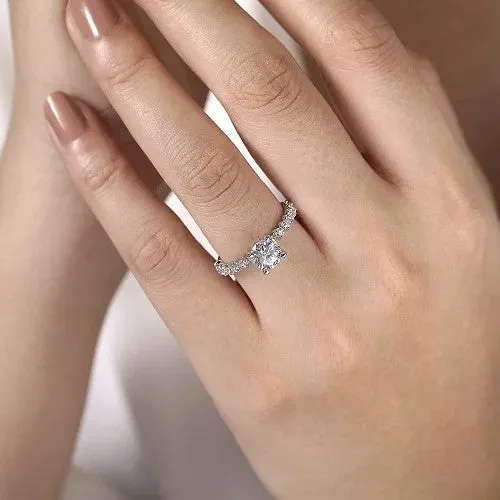 Rings GABRIEL CO Zelmira 14K White Gold Round Diamond Engagement Ring Setting Only