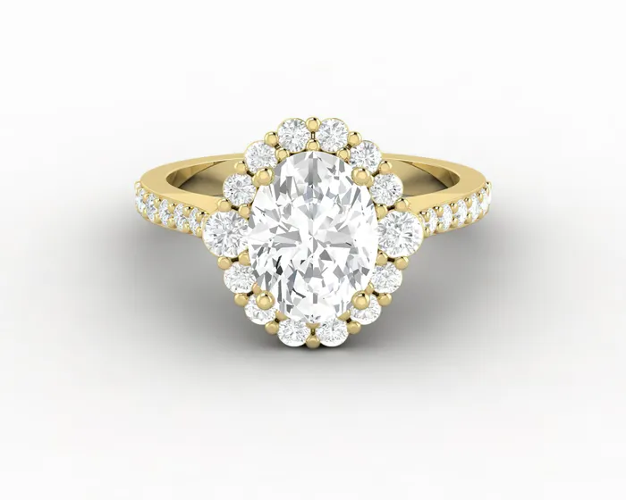 Rings Sapheena Jewelry Enya 1 25 Ct Oval Cut Halo Moissanite Engagement Ring with Side Stones