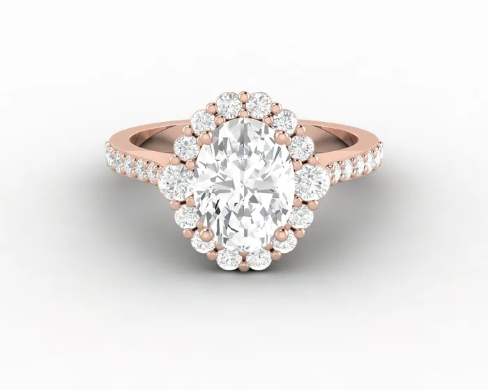 Rings Sapheena Jewelry Enya 1 25 Ct Oval Cut Halo Moissanite Engagement Ring with Side Stones