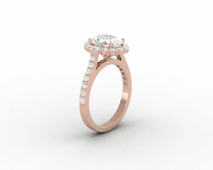 Rings Sapheena Jewelry Enya 1 25 Ct Oval Cut Halo Moissanite Engagement Ring with Side Stones