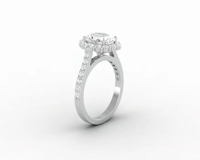 Rings Sapheena Jewelry Enya 1 25 Ct Oval Cut Halo Moissanite Engagement Ring with Side Stones